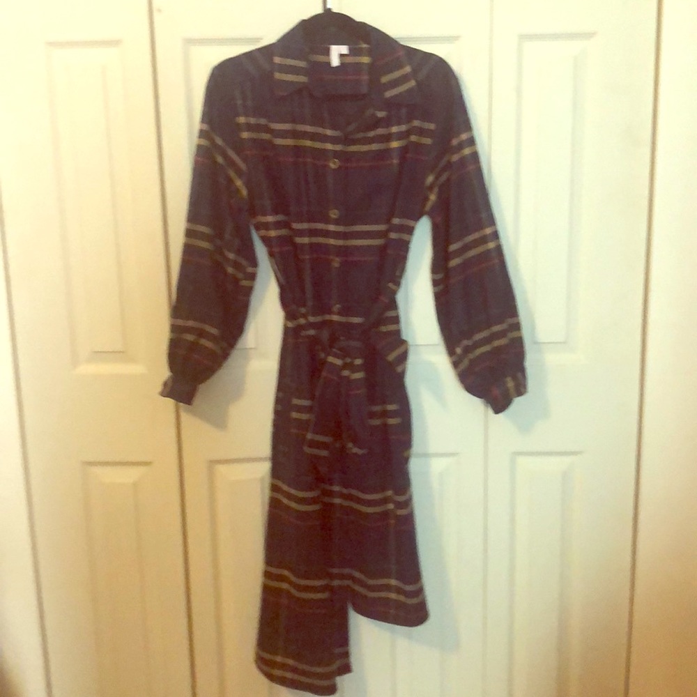 Asos white asymmetrical plaid shirt dress